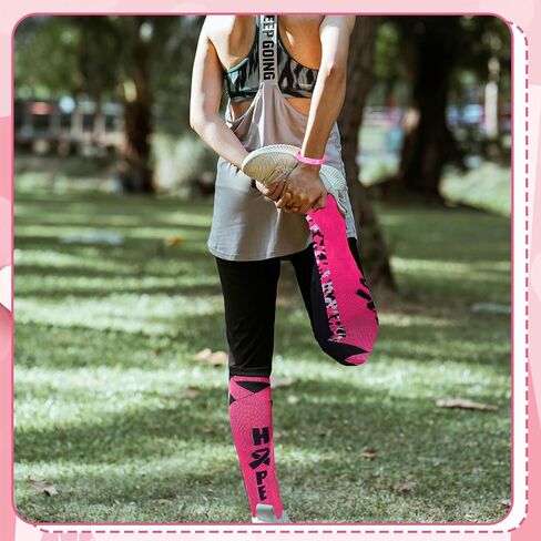 25 Pairs Breast Cancer Awareness Socks Pink Ribbon Calf Socks Knee High Socks 25 Pcs Wristbands Softball Soccer Football for Women Men in Saudi Arabia