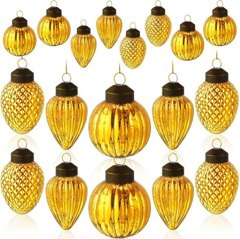 Deekin 24 Mini Glass Christmas Ornaments Set Fall Christmas Ornaments Assorted Mini Hanging Glass Ball Ornaments for Small Christmas Tree Decorations with Loop, 3 Styles(Orange) in Saudi Arabia