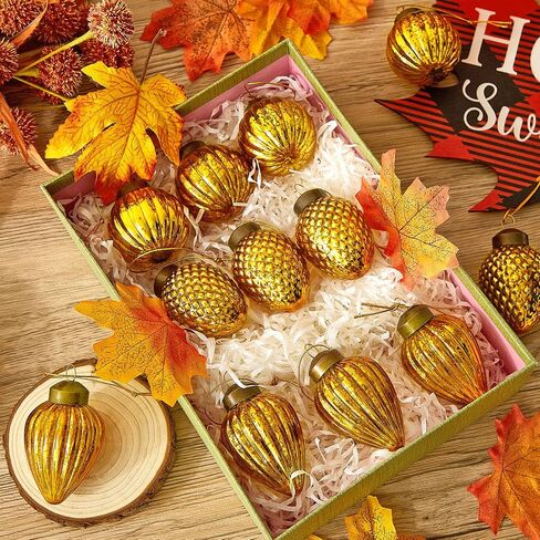 Deekin 24 Mini Glass Christmas Ornaments Set Fall Christmas Ornaments Assorted Mini Hanging Glass Ball Ornaments for Small Christmas Tree Decorations with Loop, 3 Styles(Orange) in Saudi Arabia