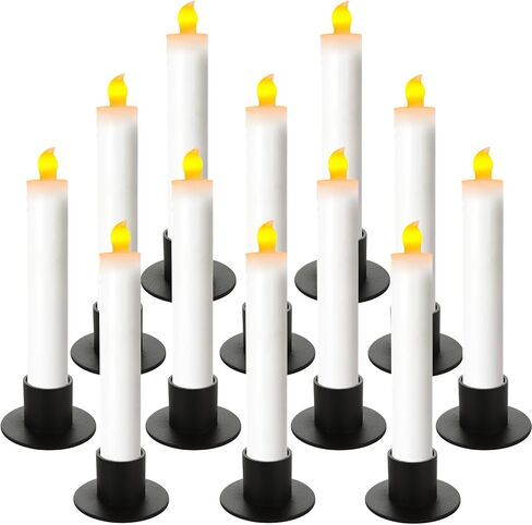 12 قطعة من حوامل الشموع السوداء المصنوعة من الحديد غير اللامع، حامل شموع مستدقة لتزيين المنزل وحفلات الزفاف والذكرى السنوية وهدايا الترحيب بالمنزل الجديد، تناسب شمعة بسمك 3/4 بوصة in Kuwait