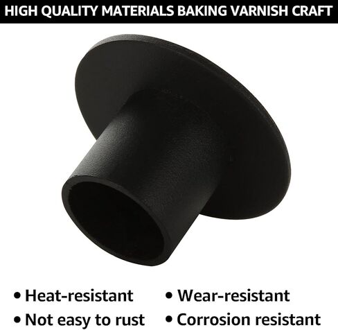 12 قطعة من حوامل الشموع السوداء المصنوعة من الحديد غير اللامع، حامل شموع مستدقة لتزيين المنزل وحفلات الزفاف والذكرى السنوية وهدايا الترحيب بالمنزل الجديد، تناسب شمعة بسمك 3/4 بوصة in Kuwait