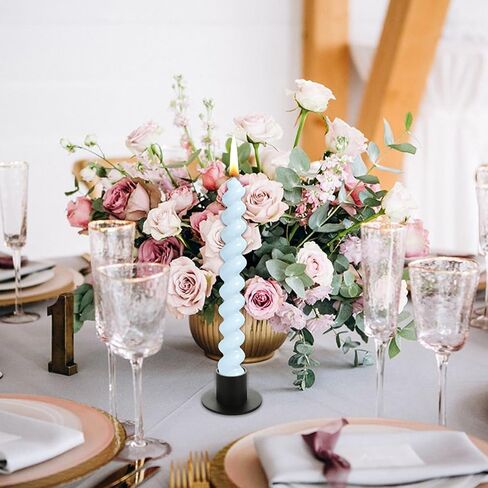 12 قطعة من حوامل الشموع السوداء المصنوعة من الحديد غير اللامع، حامل شموع مستدقة لتزيين المنزل وحفلات الزفاف والذكرى السنوية وهدايا الترحيب بالمنزل الجديد، تناسب شمعة بسمك 3/4 بوصة in Kuwait