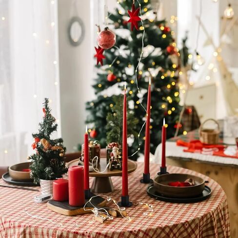 12 قطعة من حوامل الشموع السوداء المصنوعة من الحديد غير اللامع، حامل شموع مستدقة لتزيين المنزل وحفلات الزفاف والذكرى السنوية وهدايا الترحيب بالمنزل الجديد، تناسب شمعة بسمك 3/4 بوصة in Kuwait