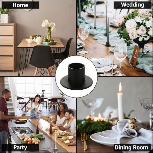 12 قطعة من حوامل الشموع السوداء المصنوعة من الحديد غير اللامع، حامل شموع مستدقة لتزيين المنزل وحفلات الزفاف والذكرى السنوية وهدايا الترحيب بالمنزل الجديد، تناسب شمعة بسمك 3/4 بوصة in Kuwait