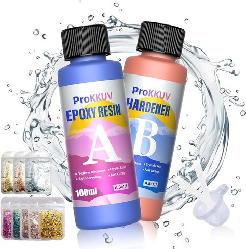 Epoxy Resin Kit, 64OZ Kit Crystal Clear Resin Epoxy, Bubble Free, No Yellowing, UV Resistant, Food Safe with Foil Flakes, Sequin, Easy Mix 1:1 for DIY Crafts Resin Jewelry Making(32OZ x 2) in Saudi Arabia