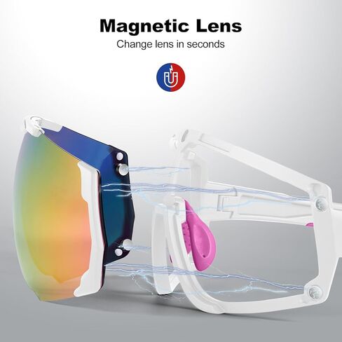 نظارات شمسية Odoland لركوب الدراجات، عدسات مغناطيسية UV400 نظارات شمسية رياضية مستقطبة للبيسبول MTB الجري البيسبول للرجال والنساء in Kuwait