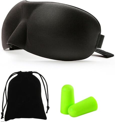 Bringsine Contoured & Comfortable Sleep Mask & Ear Plugs Kit for Travel, Shift Work & Meditation Pink with Carry Pouch for Eye and Ear in Saudi Arabia