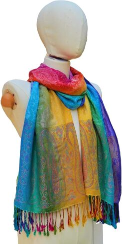 Wander Agio Womens Pashmina Shawl Party Jacquard Wraps Evening Dress Silk Like Wrap Long Silky Satin Face Scarf Colourful in Saudi Arabia