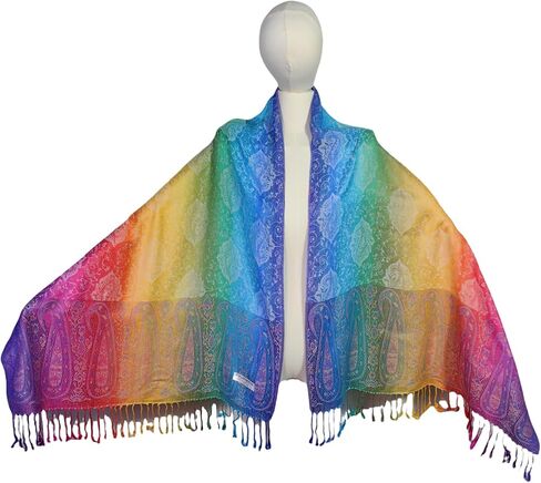 Wander Agio Womens Pashmina Shawl Party Jacquard Wraps Evening Dress Silk Like Wrap Long Silky Satin Face Scarf Colourful in Saudi Arabia