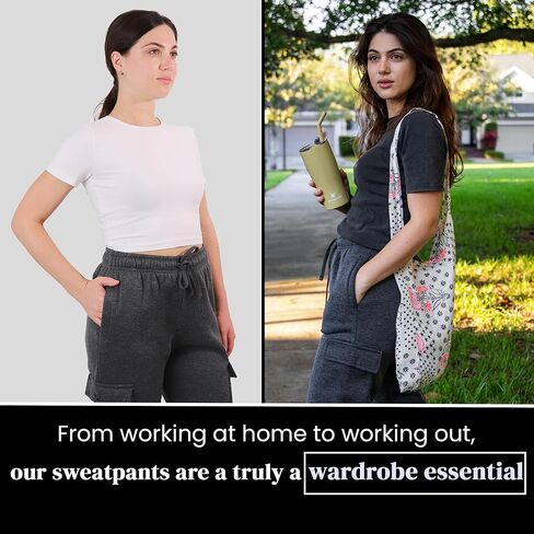 [عبوة من قطعتين] سراويل الركض كارجو للنساء سراويل رياضية كاجوال مريحة للغاية وملمس فائق النعومة in Kuwait