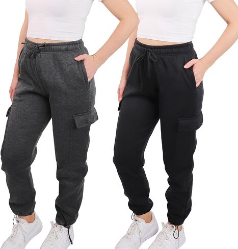 [عبوة من قطعتين] سراويل الركض كارجو للنساء سراويل رياضية كاجوال مريحة للغاية وملمس فائق النعومة in Kuwait