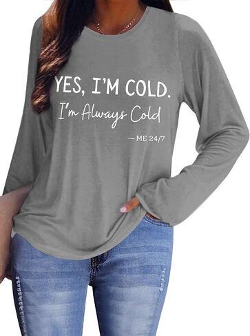 سترة OUNAR Yes I'm Cold Me 24/7 للسيدات أنا دائمًا حروف باردة مع قلنسوة بأكمام طويلة وبلوفرات علوية in Saudi Arabia