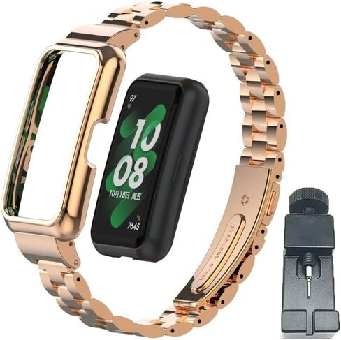 Compatible for Huawei Band 9/8/7 Bands,Stainless Steel Metal Replacement Strap Bracelet with Metal Frame for Huawei Band 7/8/9 Woman Man in Saudi Arabia