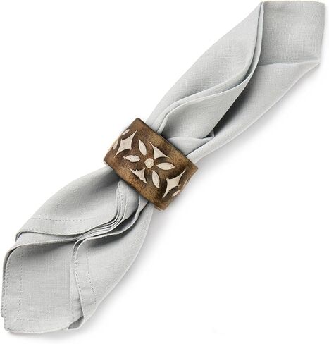 مجموعة حلقات مناديل خشبية مكونة من 10 قطع، حوامل مناديل خشبية من المانجو لأدوات مائدة الطعام، حلقات مناديل كبيرة، طاولة طعام، للاستخدام اليومي، الزفاف، الذكرى السنوية، عيد الشكر، حفلة المعمودية in Kuwait