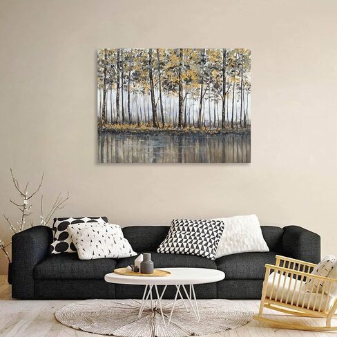 Living Room Pictures Wall Art Gold and Black Abstract Tree Artwork on Canvas for Modern Office Walls Decor 36x24 in Saudi Arabia