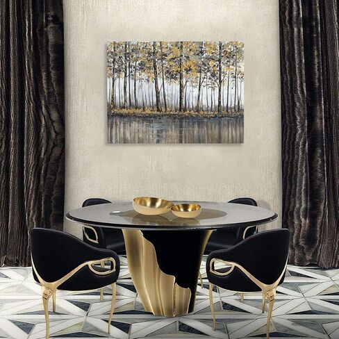 Living Room Pictures Wall Art Gold and Black Abstract Tree Artwork on Canvas for Modern Office Walls Decor 36x24 in Saudi Arabia