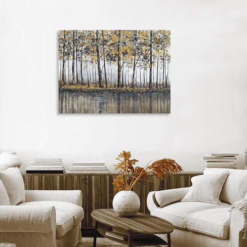 Living Room Pictures Wall Art Gold and Black Abstract Tree Artwork on Canvas for Modern Office Walls Decor 36x24 in Saudi Arabia