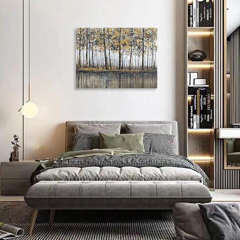 Living Room Pictures Wall Art Gold and Black Abstract Tree Artwork on Canvas for Modern Office Walls Decor 36x24 in Saudi Arabia