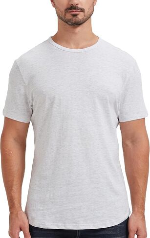 Men's Curved Hem 100% Slub Cotton T-Shirt Premium Casual Stylish Soft Crewneck Tee in Saudi Arabia