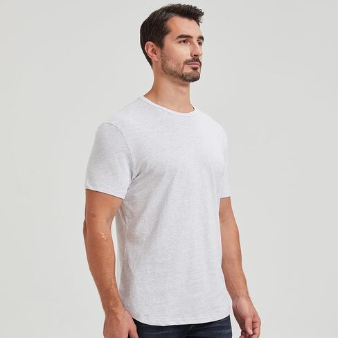 Men's Curved Hem 100% Slub Cotton T-Shirt Premium Casual Stylish Soft Crewneck Tee in Saudi Arabia