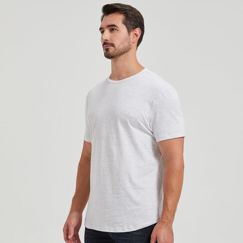 Men's Curved Hem 100% Slub Cotton T-Shirt Premium Casual Stylish Soft Crewneck Tee in Saudi Arabia