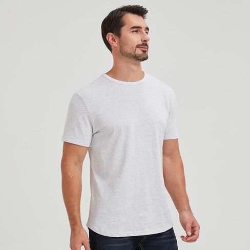 Men's Curved Hem 100% Slub Cotton T-Shirt Premium Casual Stylish Soft Crewneck Tee in Saudi Arabia
