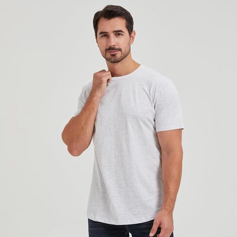 Men's Curved Hem 100% Slub Cotton T-Shirt Premium Casual Stylish Soft Crewneck Tee in Saudi Arabia