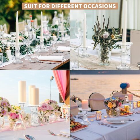 حاملات شموع زجاجية، 3 قطع شموع شفافة كريستالية بتصميم أنيق للشمعة المستدقة العمودية وضوء الشاي in Kuwait