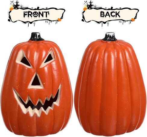 Abaodam Halloween LED Pumpkin Light الجوف خارج جاك O فانوس اليقطين تمثال فانوس اليقطين LED ضوء البلاستيك البرتقالي ضوء الديكور لحزب المنزل in Saudi Arabia