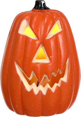 Abaodam Halloween LED Pumpkin Light الجوف خارج جاك O فانوس اليقطين تمثال فانوس اليقطين LED ضوء البلاستيك البرتقالي ضوء الديكور لحزب المنزل in Saudi Arabia