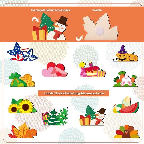 Qunclay 12 Pieces Interchangeable Truck Blank Welcome Sign Seasonal Truck Sign Red Truck Decor with Wooden Cutouts for Holiday Thanksgiving Halloween Christmas Party (Natural,Irregular Style) in Saudi Arabia