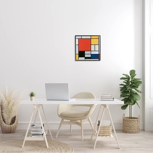 تركيب صناعات Stupell باللون الأحمر والأصفر والأزرق والأسود من Piet Mondrian، لوحة تجريدية كلاسيكية مؤطرة، لوحة فنية جدارية، تصميم بواسطة one1000paintings in Saudi Arabia