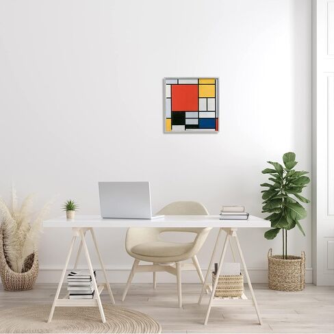 تركيب صناعات Stupell باللون الأحمر والأصفر والأزرق والأسود من Piet Mondrian، لوحة تجريدية كلاسيكية مؤطرة، لوحة فنية جدارية، تصميم بواسطة one1000paintings in Saudi Arabia