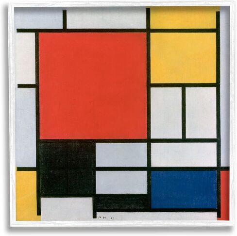 تركيب صناعات Stupell باللون الأحمر والأصفر والأزرق والأسود من Piet Mondrian، لوحة تجريدية كلاسيكية مؤطرة، لوحة فنية جدارية، تصميم بواسطة one1000paintings in Saudi Arabia