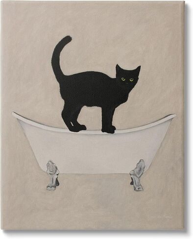Stupell Industries Black Cat Simple Claw Foot Bathtub Bathroom Painting, Design by Coco de Paris in Saudi Arabia