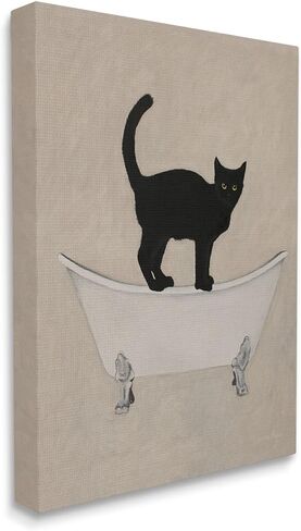 Stupell Industries Black Cat Simple Claw Foot Bathtub Bathroom Painting, Design by Coco de Paris in Saudi Arabia