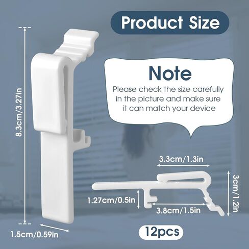 12 PCS Blind Valance Clips Vertical Blind Dust Cover Valance Clip Holder Window Blind Clips Plastic Valance Retainer Blind Cover Clips Replacement Parts for 1-1/2 Inch and 1-9/16 Inch Rail Across in Saudi Arabia