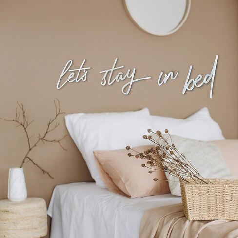 Let’s Stay in Bed Sign Metal Bedroom Wall Decor above Bed, Iron Letters Wall Hanging Art, Farmhouse Wall Art for Home Bedroom Apartment Office Hotel Decor, Black in Saudi Arabia