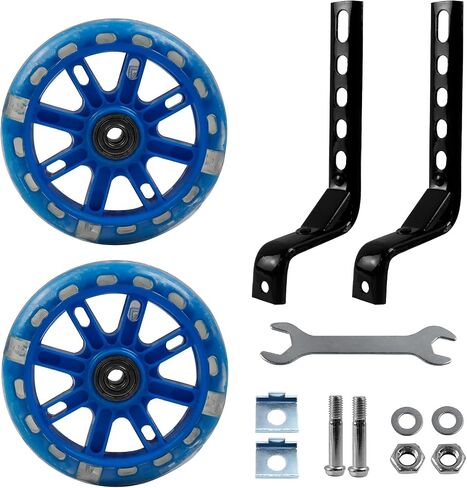 Woogim A Pair of Bicycle Training Wheels 4.33 Inch Diameter Flash Silent Wheels for 12-20 Inch Single Speed Bikes Metallic Blue in Kuwait