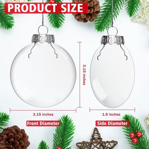 زخارف قرصية من البلاستيك الشفاف مقاس 3 بوصات من Rocinha مع حبال تعليق فضية - رائعة لصناعة الحلي اليدوية - عبوة من 12 قطعة in Kuwait