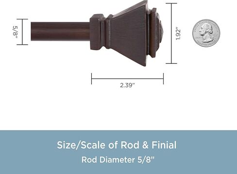 قضيب ستارة نافذة مزخرف قياسي بطرف مربع Iverson KN75646 من Kenney، طول قابل للتعديل 90-130 بوصة، لمسة نهائية من الإسبريسو، أنبوب فولاذي بقطر 5/8 بوصة in Kuwait