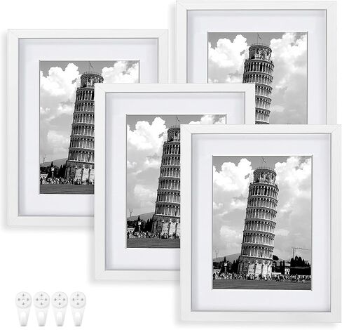 Nacial Picture Frames, White 11x14 Picture Frame Set of 4, Photo Frame Display 8x10 Photo with Mat and 11x14 photo without Mat, Picture Frames Collage for Wall in Saudi Arabia