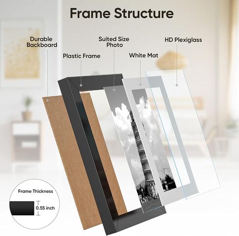Nacial Picture Frames, White 11x14 Picture Frame Set of 4, Photo Frame Display 8x10 Photo with Mat and 11x14 photo without Mat, Picture Frames Collage for Wall in Saudi Arabia