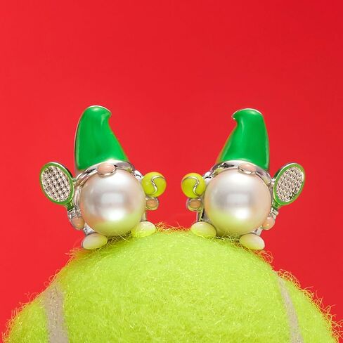 Ross-Simons 8-8.5mm Cultured Pearl and Multicolored Enamel Patriotic Gnome Earrings in Sterling Silver in Saudi Arabia