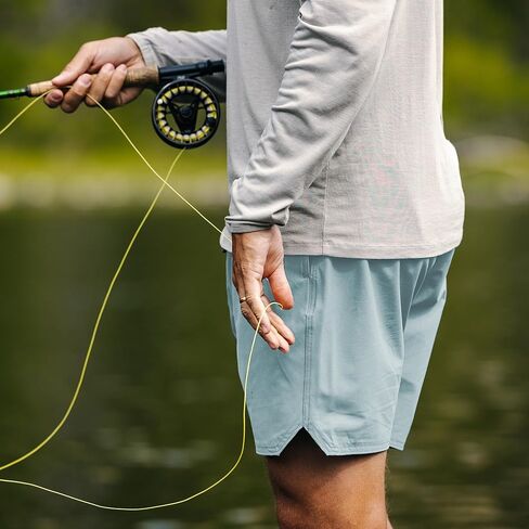 شورت سباحة رجالي من Free Fly Andros - حماية من أشعة الشمس بعامل حماية من أشعة الشمس 50+ مع مقاس قابل للتعديل، شورت سباحة بدرزة داخلية 7 بوصات للرجال in Kuwait