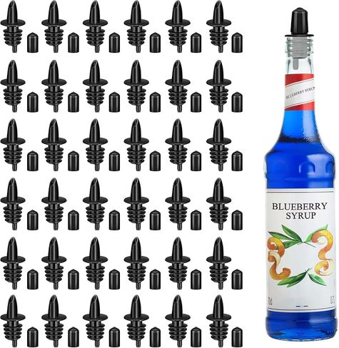 12 PCS Bottle Pourers And 12 PCS rubber pourers dust cap covers Syrup Pourer Pour Spouts Plastic Liquor Bottle Pourers with Rubber Pourers Dust Cap Covers Bottle Pourers (black) in Saudi Arabia