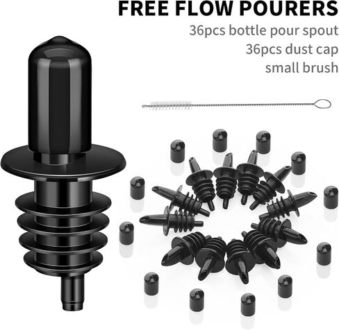 12 PCS Bottle Pourers And 12 PCS rubber pourers dust cap covers Syrup Pourer Pour Spouts Plastic Liquor Bottle Pourers with Rubber Pourers Dust Cap Covers Bottle Pourers (black) in Saudi Arabia
