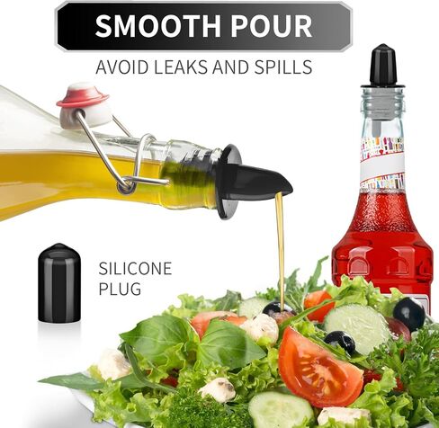 12 PCS Bottle Pourers And 12 PCS rubber pourers dust cap covers Syrup Pourer Pour Spouts Plastic Liquor Bottle Pourers with Rubber Pourers Dust Cap Covers Bottle Pourers (black) in Saudi Arabia