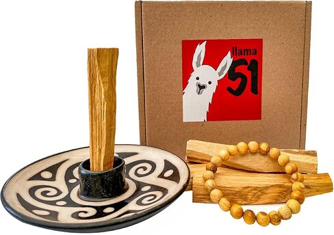 / Energy Box: Authentic Pottery Holder for Palo Santo from Chulucanas Peru + 5 Palo Santo Smudging Sticks + 1 Palo Santo Bracelet. Highly Aromatic. Spiritually Cleansing. Handmade Sustainable in Saudi Arabia