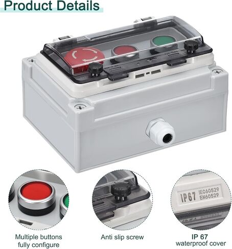 MECCANIXITY IP67 صندوق زر الضغط ABS الزر الأخضر الزر الأحمر زر التوقف E لمعدات إطفاء الاتصالات الكهربائية الداخلية والخارجية in Saudi Arabia